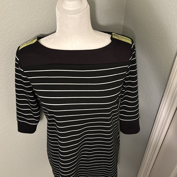 SOHO APPAREL LTD Black with White Strip Tunic Dress - Picture 4 of 4